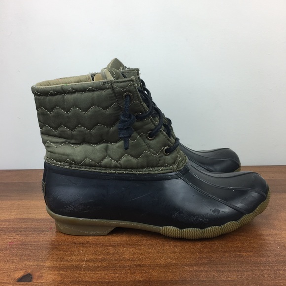 Sperry Women's Saltwater Duck Boots Green Quilted Size 7 Side Zip STS84369. - Picture 7 of 14